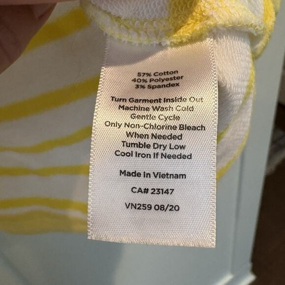 T By Talbots Butter Yellow Petite 1X Stripe Cowlneck Sweatshirt Beach Cape Shore - Picture 10 of 11